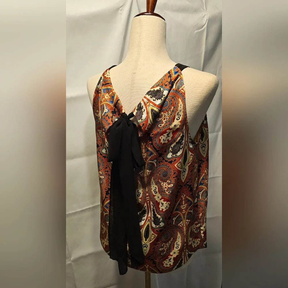 Brown and Orange Graphic Blouse with Relaxed Fit - Picture 3 of 4